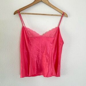 Vintage Victorias Secret Pink Satin Lace Tank Cami M Lingerie Gold Label
